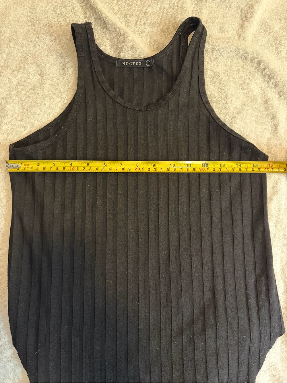 Squared Hem Tank 2.0- Large, Black, Noctex Women’s Black Ribbed Tank Top